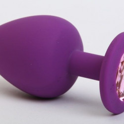 Фиолетовая силиконовая пробка с розовым стразом - 7,1 см.