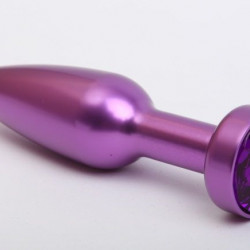 Фиолетовая анальная пробка с фиолетовым стразом - 11,2 см.